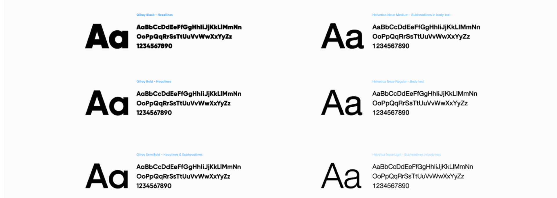 Hellper typography overview showing primary and secondary fonts