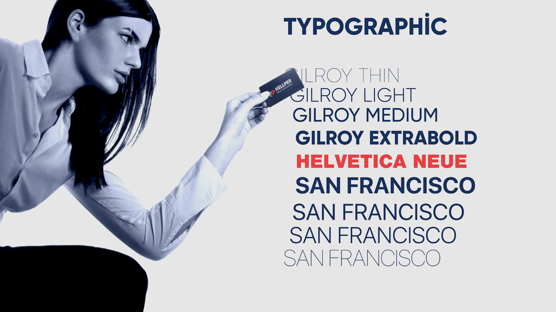 Hellper typography overview showing primary and secondary fonts