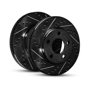 Drilled and slotted brake rotors set